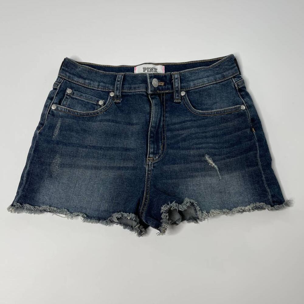 Victoria's Secret PINK High-Rise Raw Hem Denim Shorts Women's Size 6
